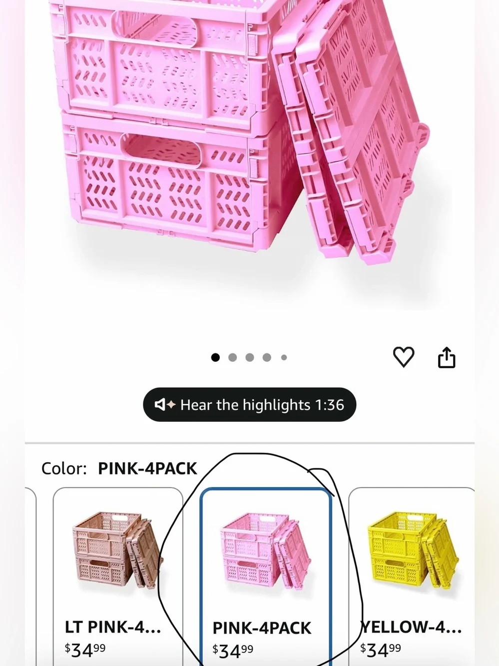 Pink Foldable Plastic Storage Crate - Durable Home Organizer